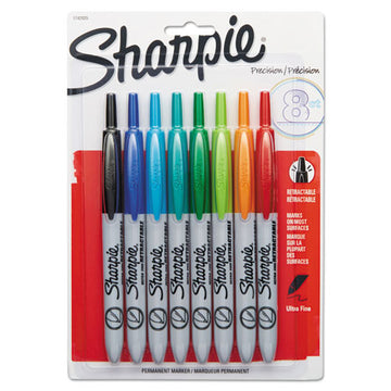Sharpie® Retractable Permanent Marker, Fine Bullet Tip, Assorted Colors, 8-set freeshipping - TVN Wholesale